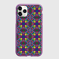 Чехол iPhone 11 Pro матовый Стеклянная мозаика, цвет: 3D-фиолетовый