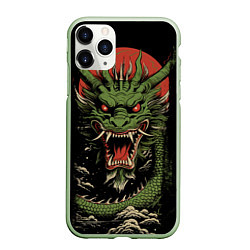 Чехол iPhone 11 Pro матовый Зеленый дракон с открытой пастью