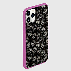 Чехол iPhone 11 Pro матовый Заключённые в круг буквы R или Я на шестах, цвет: 3D-фиолетовый — фото 2