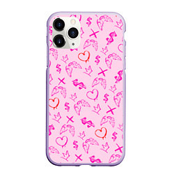 Чехол iPhone 11 Pro матовый Паттерн - розовые граффити, цвет: 3D-светло-сиреневый