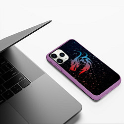 Чехол iPhone 11 Pro матовый Дракон млечный путь, цвет: 3D-фиолетовый — фото 2