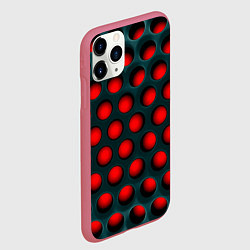 Чехол iPhone 11 Pro матовый Перфорация на красном трипофобия, цвет: 3D-малиновый — фото 2