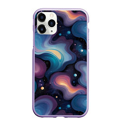 Чехол iPhone 11 Pro матовый Космические волны и звездная пыль, цвет: 3D-светло-сиреневый