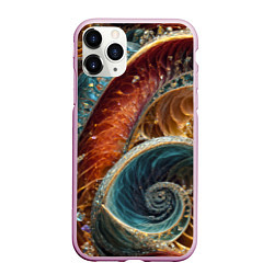 Чехол iPhone 11 Pro матовый Текстура спираль из кристалов, цвет: 3D-розовый