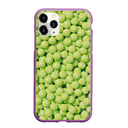 Чехол iPhone 11 Pro матовый Много теннисных мячей, цвет: 3D-фиолетовый