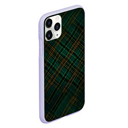 Чехол iPhone 11 Pro матовый Тёмно-зелёная диагональная клетка в шотландском ст, цвет: 3D-светло-сиреневый — фото 2