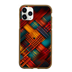 Чехол iPhone 11 Pro матовый Разноцветная клетка в шотландском стиле, цвет: 3D-коричневый