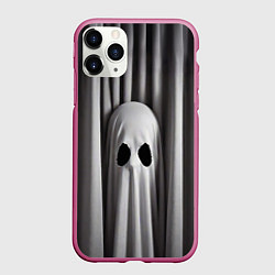Чехол iPhone 11 Pro матовый Серые шторы и призрак, цвет: 3D-малиновый