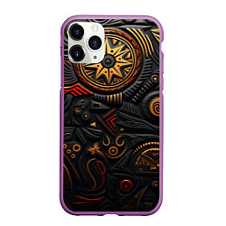 Чехол iPhone 11 Pro матовый Абстрактный узор в славянской стилистике, цвет: 3D-фиолетовый