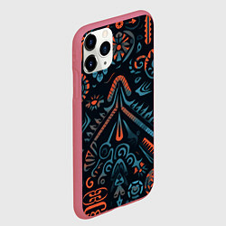 Чехол iPhone 11 Pro матовый Абстрактный рисунок в славянском стиле, цвет: 3D-малиновый — фото 2