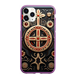 Чехол iPhone 11 Pro матовый Орнамент в славянской стилистике, цвет: 3D-фиолетовый
