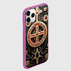 Чехол iPhone 11 Pro матовый Орнамент в славянской стилистике, цвет: 3D-фиолетовый — фото 2
