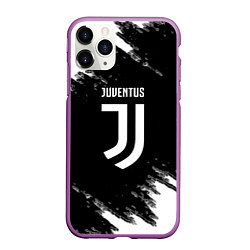 Чехол iPhone 11 Pro матовый Juventus спорт краски черно белый, цвет: 3D-фиолетовый