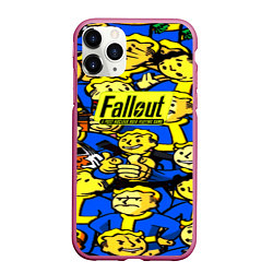 Чехол iPhone 11 Pro матовый Fallout logo game, цвет: 3D-малиновый