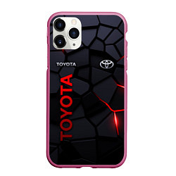 Чехол iPhone 11 Pro матовый Toyota - плиты с эффектом свечения, цвет: 3D-малиновый