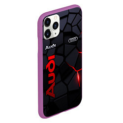 Чехол iPhone 11 Pro матовый Audi - плиты с эффектом свечения, цвет: 3D-фиолетовый — фото 2