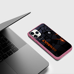 Чехол iPhone 11 Pro матовый Renault - плиты с эффектом свечения, цвет: 3D-малиновый — фото 2