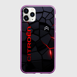 Чехол iPhone 11 Pro матовый Citroen - плиты с эффектом свечения, цвет: 3D-фиолетовый
