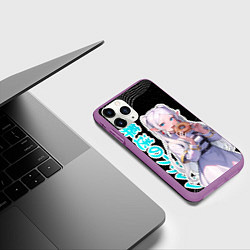 Чехол iPhone 11 Pro матовый Фрирен кушает пончик, цвет: 3D-фиолетовый — фото 2