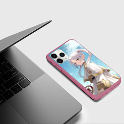 Чехол iPhone 11 Pro матовый Фрирен и небо - эльфийка, цвет: 3D-малиновый — фото 2