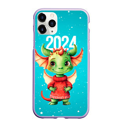 Чехол iPhone 11 Pro матовый Милый маленький дракон 2024, цвет: 3D-светло-сиреневый