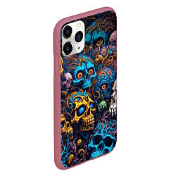 Чехол iPhone 11 Pro матовый Psy skulls, цвет: 3D-малиновый — фото 2