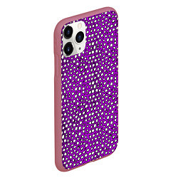 Чехол iPhone 11 Pro матовый Белые пузырьки на фиолетовом фоне, цвет: 3D-малиновый — фото 2