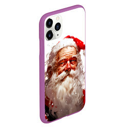 Чехол iPhone 11 Pro матовый Добрый Санта - мазки краски, цвет: 3D-фиолетовый — фото 2