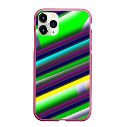 Чехол iPhone 11 Pro матовый Размытые абстрактные полосы, цвет: 3D-малиновый