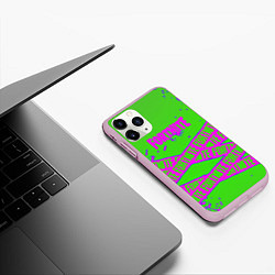 Чехол iPhone 11 Pro матовый Fortnite неоновые краски, цвет: 3D-розовый — фото 2