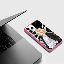 Чехол iPhone 11 Pro матовый Майки из токийских мстителей - абстракция, цвет: 3D-малиновый — фото 2