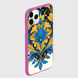 Чехол iPhone 11 Pro матовый Желто-синий букет, цвет: 3D-фиолетовый — фото 2