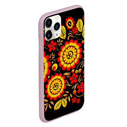 Чехол iPhone 11 Pro матовый Хохлома: осеннее изобилие, цвет: 3D-розовый — фото 2