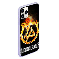 Чехол iPhone 11 Pro матовый Linkin Park - fire logo, цвет: 3D-светло-сиреневый — фото 2