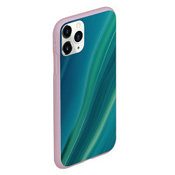 Чехол iPhone 11 Pro матовый Сине-зелёная жидкая текстура - нейросеть, цвет: 3D-розовый — фото 2