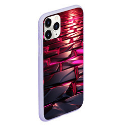 Чехол iPhone 11 Pro матовый Неоновые фиолетовые и розовые камни, цвет: 3D-светло-сиреневый — фото 2