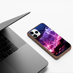 Чехол iPhone 11 Pro матовый Стеклянный камень с фиолетовой подсветкой, цвет: 3D-коричневый — фото 2