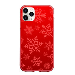 Чехол iPhone 11 Pro матовый Красные снежинки, цвет: 3D-красный