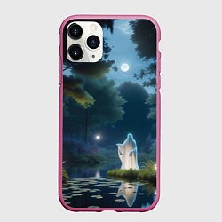 Чехол iPhone 11 Pro матовый Одинокий призрак в лесу, цвет: 3D-малиновый
