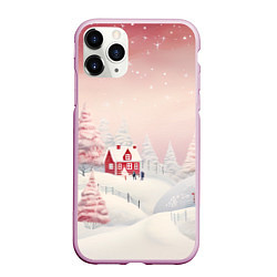 Чехол iPhone 11 Pro матовый Снежное сияние ночи, цвет: 3D-розовый