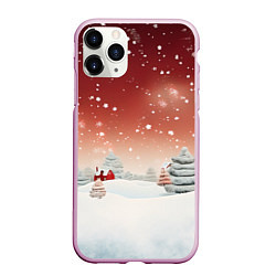 Чехол iPhone 11 Pro матовый Огни рождественского города, цвет: 3D-розовый