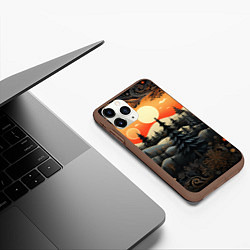Чехол iPhone 11 Pro матовый Зимний лес в ожидании праздника, цвет: 3D-коричневый — фото 2