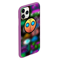 Чехол iPhone 11 Pro матовый Geometry dash stiker, цвет: 3D-фиолетовый — фото 2