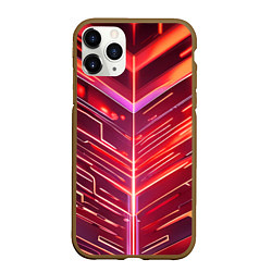 Чехол iPhone 11 Pro матовый Красные неон полосы киберпанк