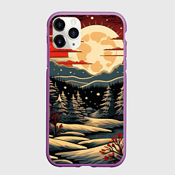 Чехол iPhone 11 Pro матовый Зимнее настроение новогодний рисунок, цвет: 3D-фиолетовый