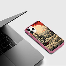 Чехол iPhone 11 Pro матовый Блеск снежинок новогодний стиль, цвет: 3D-малиновый — фото 2