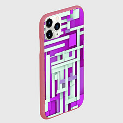 Чехол iPhone 11 Pro матовый Полосы на фиолетовом фоне, цвет: 3D-малиновый — фото 2