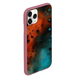 Чехол iPhone 11 Pro матовый Акварельные брызги в оранжевом, цвет: 3D-малиновый — фото 2