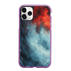 Чехол iPhone 11 Pro матовый Контраст воды и огня, цвет: 3D-фиолетовый