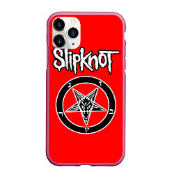 Чехол iPhone 11 Pro матовый Slipknot пентаграмма, цвет: 3D-малиновый